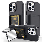 EIDERWOOD iPhone 16 Pro Fleksibelt Plastik Mobil Cover m. Kortholder & Indbygget Spejl - Sort