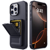 EIDERWOOD iPhone 16 Pro Fleksibelt Plastik Mobil Cover m. Kortholder & Indbygget Spejl - Sort