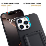 EIDERWOOD iPhone 16 Pro Fleksibelt Plastik Mobil Cover m. Kortholder & Indbygget Spejl - Sort
