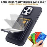 EIDERWOOD iPhone 16 Pro Fleksibelt Plastik Mobil Cover m. Kortholder & Indbygget Spejl - Sort