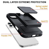 EIDERWOOD iPhone 16 Pro Fleksibelt Plastik Mobil Cover m. Kortholder & Indbygget Spejl - Sort