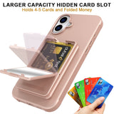 EIDERWOOD iPhone 16 Plus Fleksibelt Plastik Mobil Cover m. Kortholder & Indbygget Spejl - Rose Gold