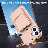 EIDERWOOD iPhone 16 Plus Fleksibelt Plastik Mobil Cover m. Kortholder & Indbygget Spejl - Rose Gold