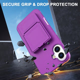 EIDERWOOD iPhone 16 Plus Fleksibelt Plastik Mobil Cover m. Kortholder & Indbygget Spejl - Mørkelilla