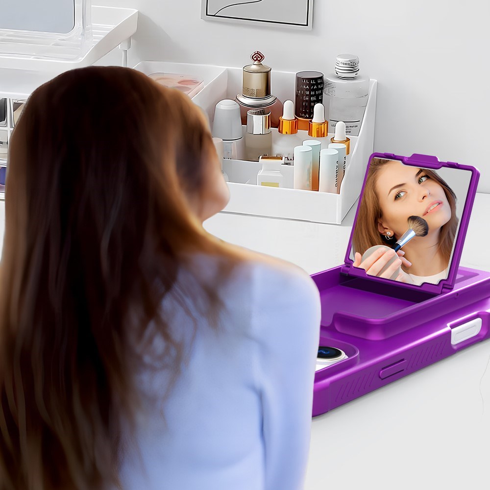 EIDERWOOD iPhone 16 Plus Fleksibelt Plastik Mobil Cover m. Kortholder & Indbygget Spejl - Mørkelilla