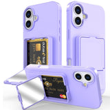 EIDERWOOD iPhone 16 Fleksibelt Plastik Mobil Cover m. Kortholder & Indbygget Spejl - Lilla