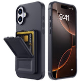 EIDERWOOD iPhone 16 Fleksibelt Plastik Mobil Cover m. Kortholder & Indbygget Spejl - Sort