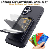 EIDERWOOD iPhone 16 Fleksibelt Plastik Mobil Cover m. Kortholder & Indbygget Spejl - Sort