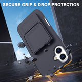 EIDERWOOD iPhone 16 Fleksibelt Plastik Mobil Cover m. Kortholder & Indbygget Spejl - Sort