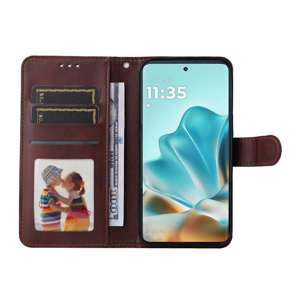 Motorola Edge 60 / Edge 60 Fusion - EIDERWOOD 2-i-1 Kunstlæder Flip Cover m. Skærmbeskyttelsesglas - Rød