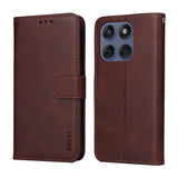 Motorola Edge 60 / Edge 60 Fusion - EIDERWOOD 2-i-1 Kunstlæder Flip Cover m. Skærmbeskyttelsesglas - Brun