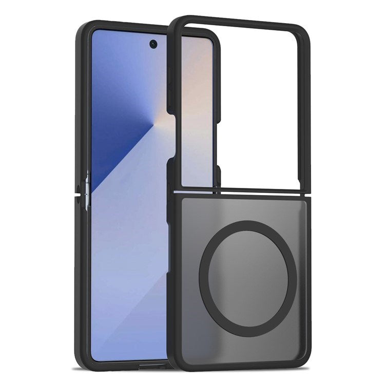 EIDERWOOD Samsung Galaxy Z Flip7 Mat Hybrid Bagside Cover - MagSafe Kompatibel - Gennemsigtig / Sort