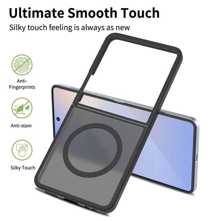 EIDERWOOD Samsung Galaxy Z Flip7 Mat Hybrid Bagside Cover - MagSafe Kompatibel - Gennemsigtig / Sort
