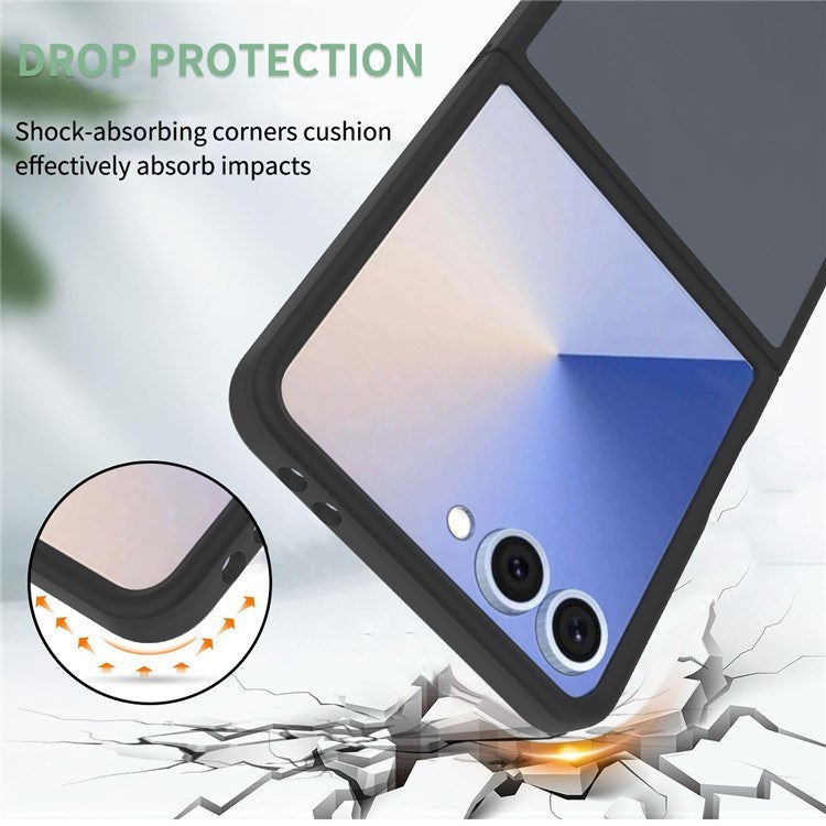 EIDERWOOD Samsung Galaxy Z Flip7 Mat Hybrid Bagside Cover - MagSafe Kompatibel - Gennemsigtig / Sort