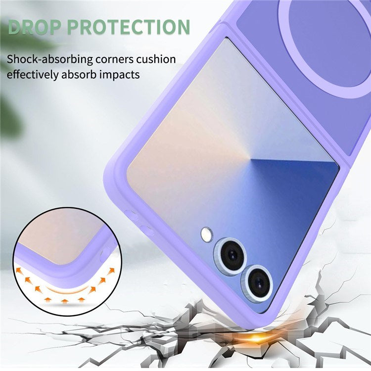 EIDERWOOD Samsung Galaxy Z Flip7 Mat Hybrid Bagside Cover - MagSafe Kompatibel - Gennemsigtig / Lilla