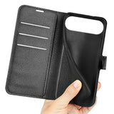 EIDERWOOD iPhone Air Litchi Flip Cover m. Pung & Stander - Sort