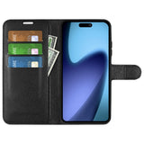 EIDERWOOD iPhone Air Litchi Flip Cover m. Pung & Stander - Sort