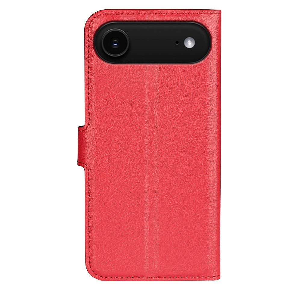 EIDERWOOD iPhone Air Litchi Flip Cover m. Pung & Stander - Rød