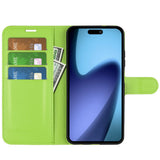 EIDERWOOD iPhone Air Litchi Flip Cover m. Pung & Stander - Grøn