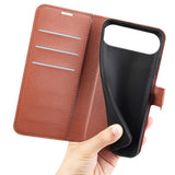 EIDERWOOD iPhone Air Litchi Flip Cover m. Pung & Stander - Brun