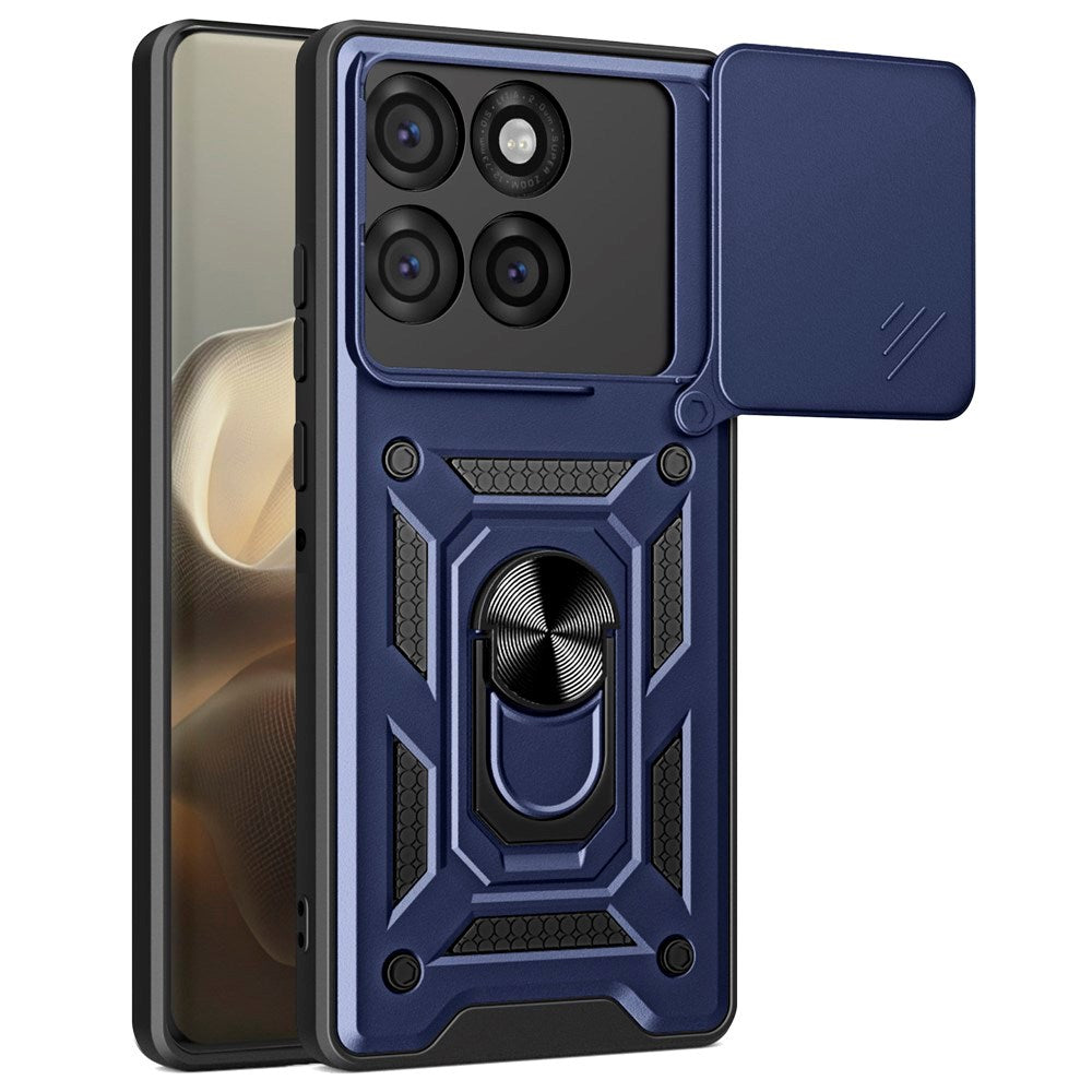 Motorola Edge 60 Pro - EIDERWOOD Hybrid Håndværker Cover m. Magnetisk Kickstand & Cam Slider - Blå