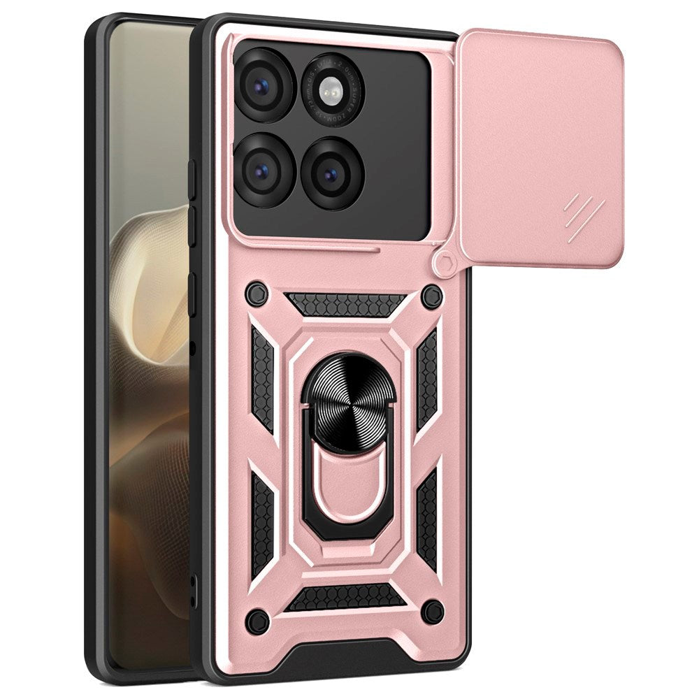 Motorola Edge 60 Pro - EIDERWOOD Hybrid Håndværker Cover m. Magnetisk Kickstand & Cam Slider - Lyserød