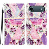 iPhone Air - EIDERWOOD Imiteret Læder Cover m. Pung & Strop - Lilla Blomster