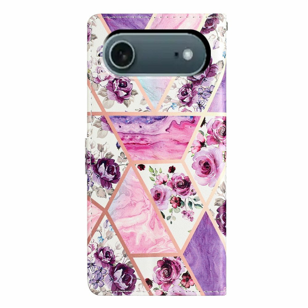 iPhone Air - EIDERWOOD Imiteret Læder Cover m. Pung & Strop - Lilla Blomster