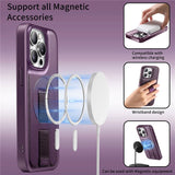 iPhone 14 Pro - Hårdt Plastik Cover m. Kunstlæder Bagside & Fingerrem - MagSafe Kompatibel - Lilla