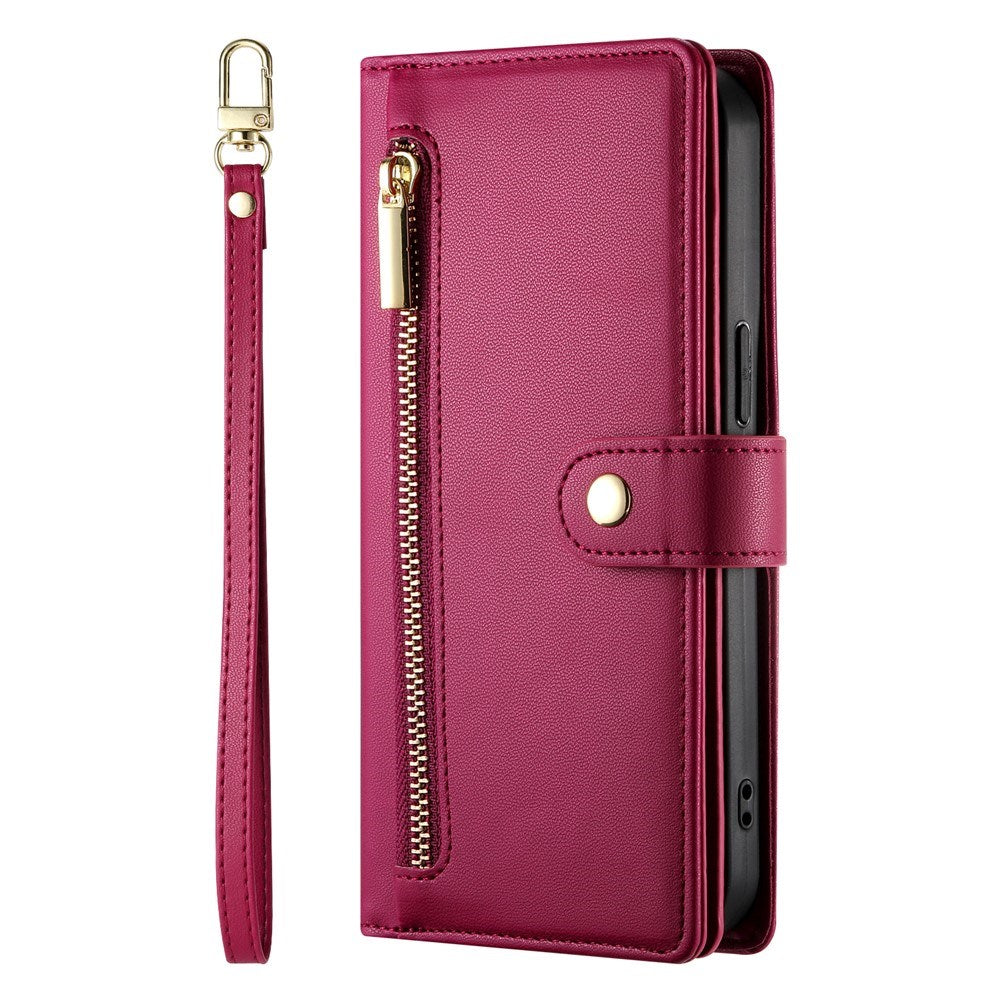 EIDERWOOD iPhone Air Flip Cover - Indbygget Kortholder & Lynlåslomme & Strop - Rød