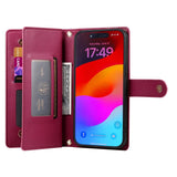 EIDERWOOD iPhone Air Flip Cover - Indbygget Kortholder & Lynlåslomme & Strop - Rød