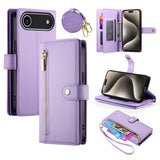 EIDERWOOD iPhone Air Flip Cover - Indbygget Kortholder & Lynlåslomme & Strop - Lilla