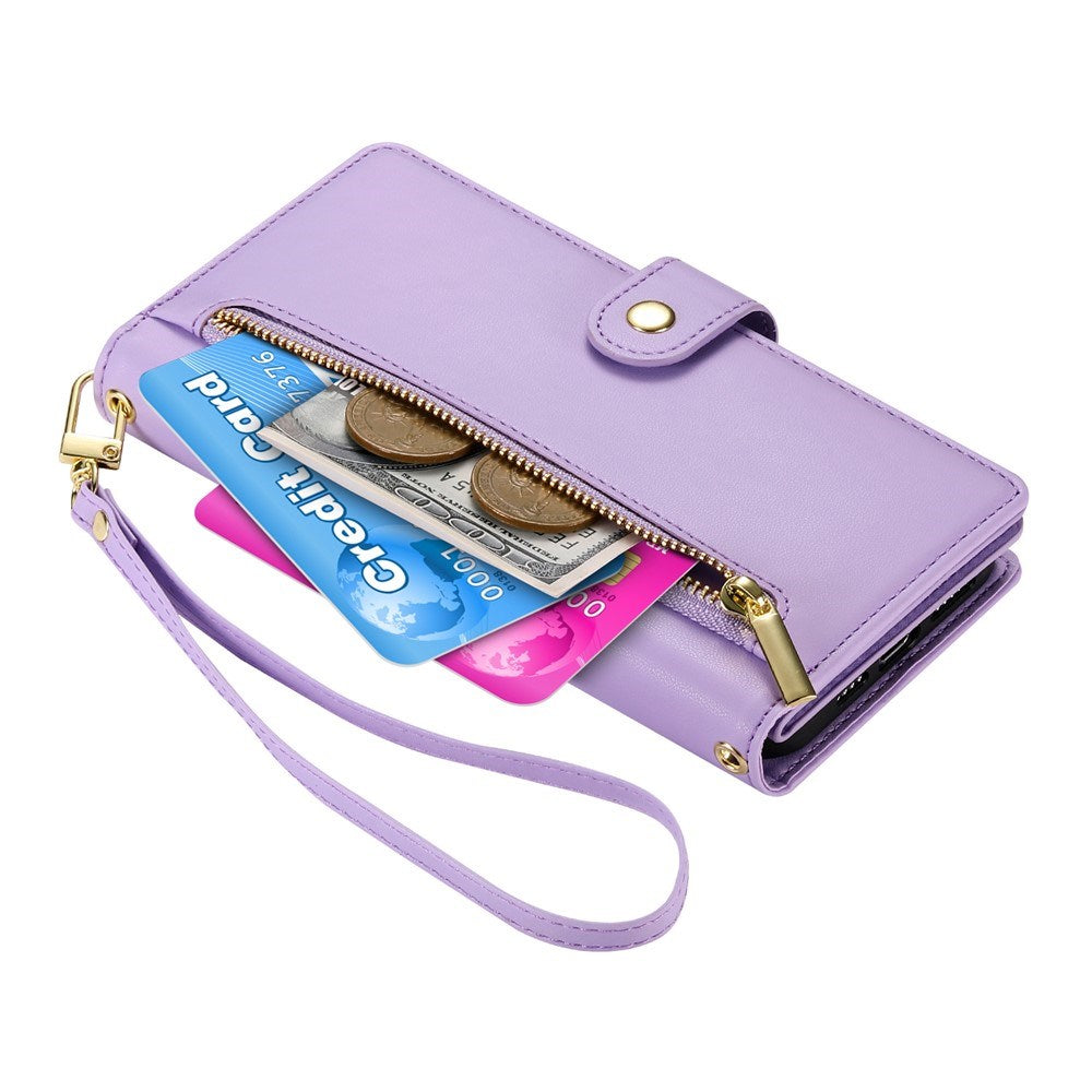 EIDERWOOD iPhone Air Flip Cover - Indbygget Kortholder & Lynlåslomme & Strop - Lilla