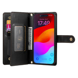 EIDERWOOD iPhone Air Flip Cover - Indbygget Kortholder & Lynlåslomme & Strop - Sort
