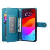 EIDERWOOD iPhone Air Flip Cover - Indbygget Kortholder & Lynlåslomme & Strop - Blå
