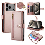 EIDERWOOD iPhone 17 Pro Max Flip Cover - Indbygget Kortholder & Lynlåslomme & Strop - Rose Gold