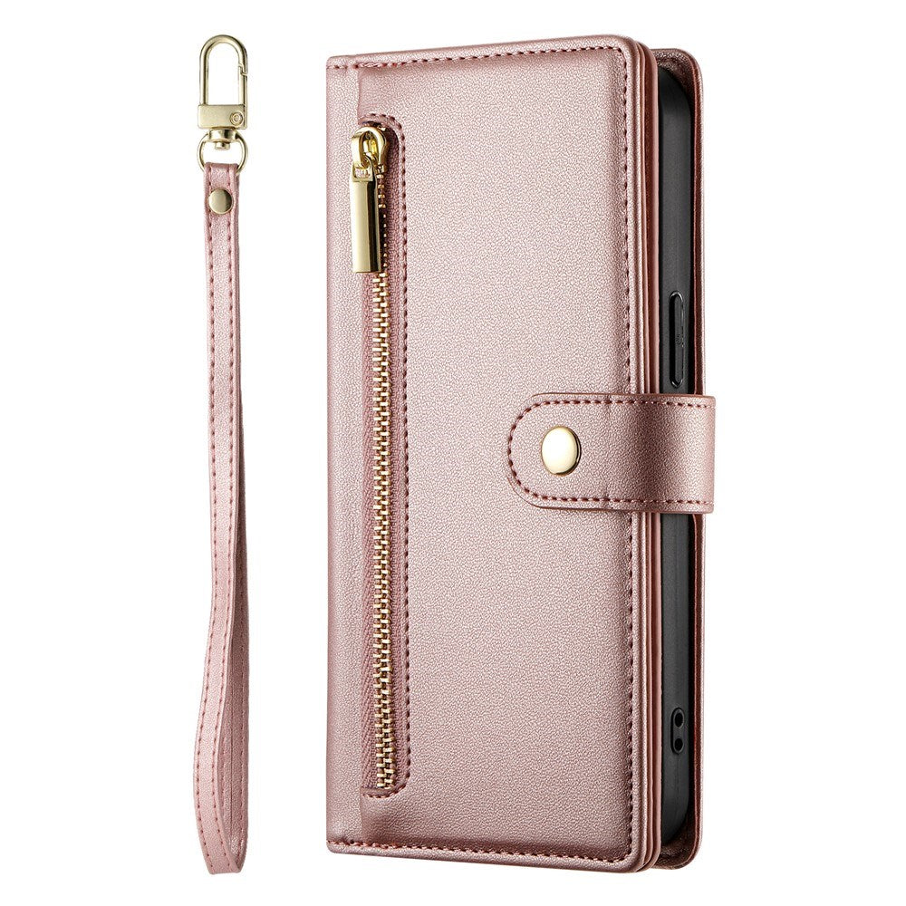 EIDERWOOD iPhone 17 Pro Max Flip Cover - Indbygget Kortholder & Lynlåslomme & Strop - Rose Gold
