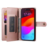 EIDERWOOD iPhone 17 Pro Max Flip Cover - Indbygget Kortholder & Lynlåslomme & Strop - Rose Gold