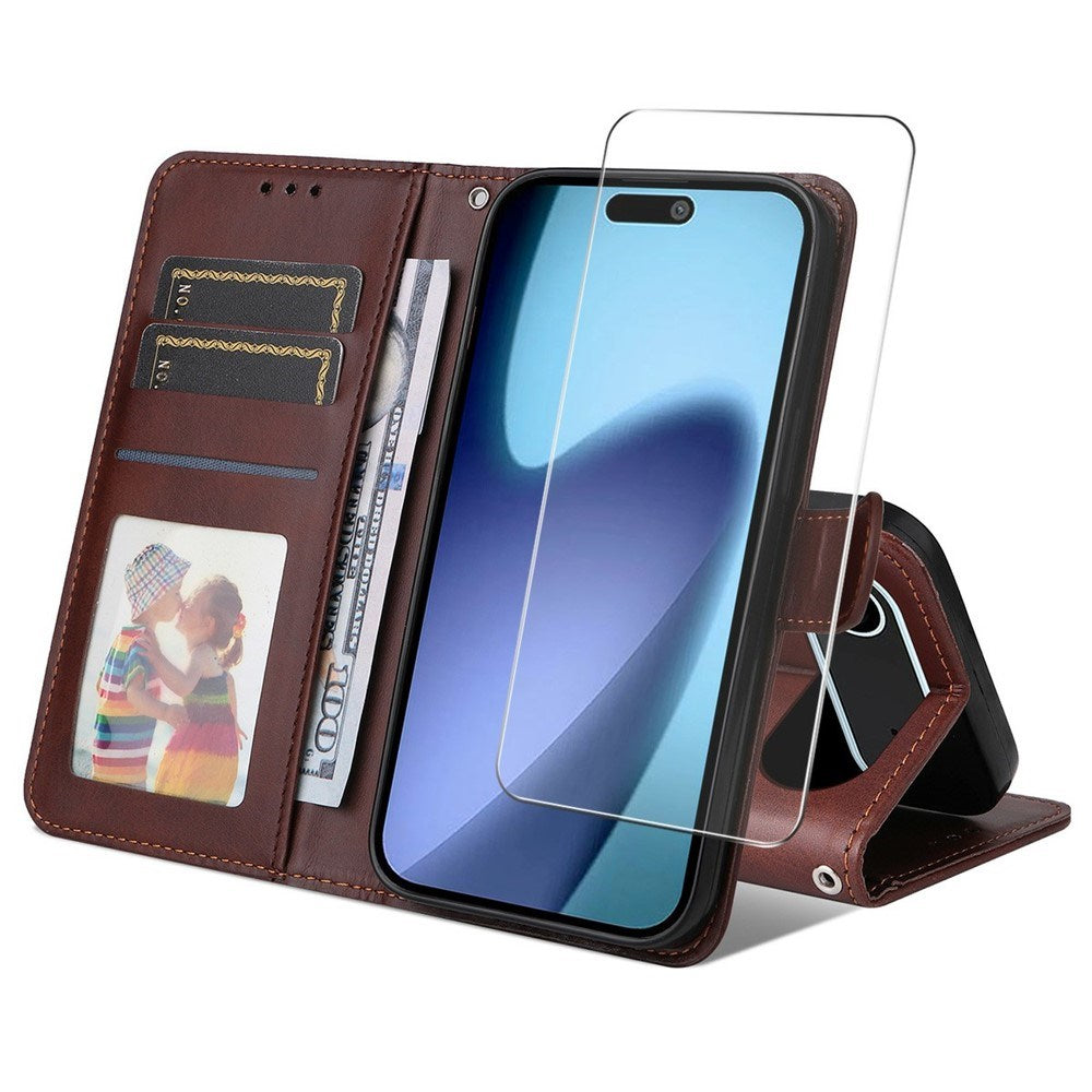 EIDERWOOD iPhone Air Kunstlæder Flip Cover - inkl. Skærmbeskyttelse - Brun