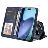 EIDERWOOD iPhone Air Kunstlæder Flip Cover - inkl. Skærmbeskyttelse - Blå