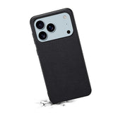 EIDERWOOD iPhone 17 Pro Hybrid Plastik Mobil Cover m. Lædertekstur - Sort