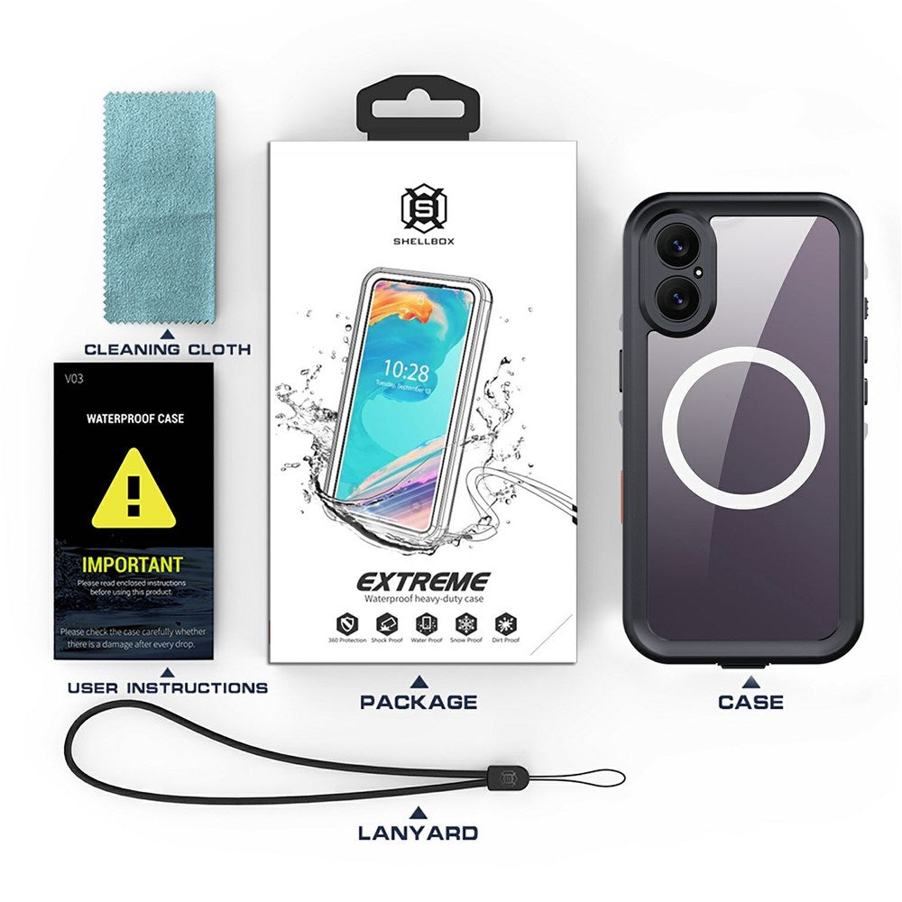 iPhone 17 - EIDERWOOD Vandtæt Håndværker Cover m. Skærmbeskyttelse & Strop - MagSafe Kompatibel - Sort