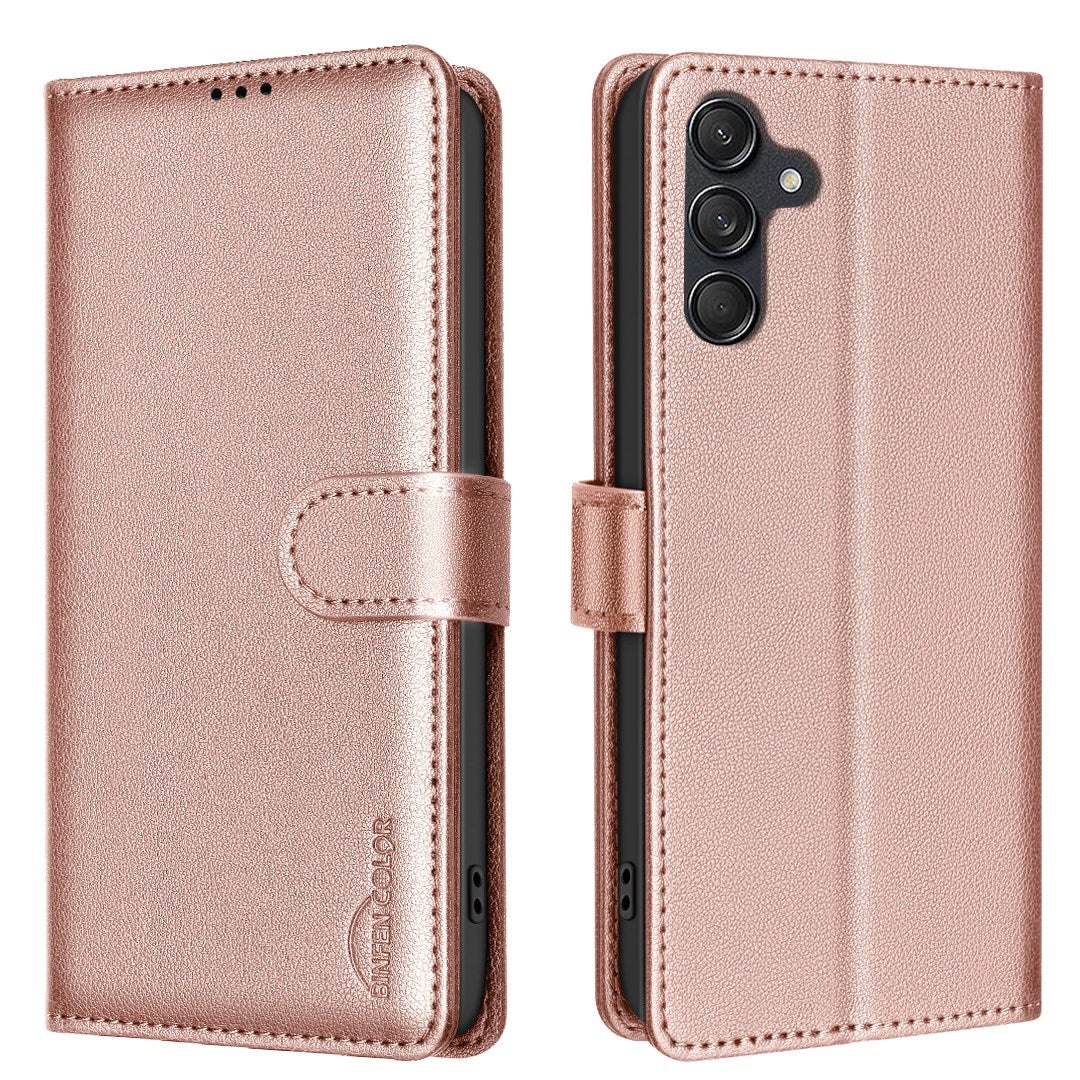EIDERWOOD Samsung Galaxy S25 FE Kunstlæder Mobil Cover m. Ståfunktion & Kortholder - Rose Gold