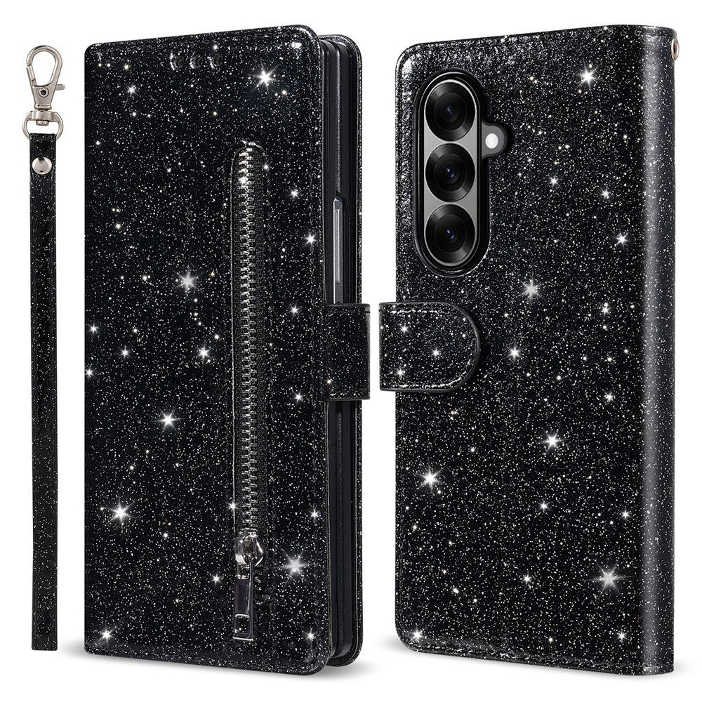 Samsung Galaxy Z Fold7 - EIDERWOOD Glitter Flip Cover m. Pung - Sort