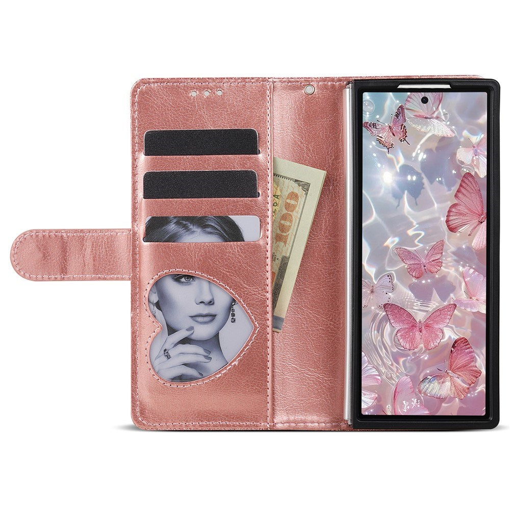 Samsung Galaxy Z Fold7 - EIDERWOOD Glitter Flip Cover m. Pung - Rose Gold