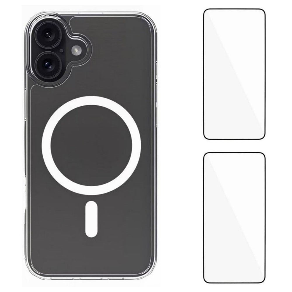 iPhone 17 Hybrid Mobil Cover - inkl. 2 x Skærmbeskyttelsesglas - MagSafe Kompatibel - Gennemsigtig / Hvid