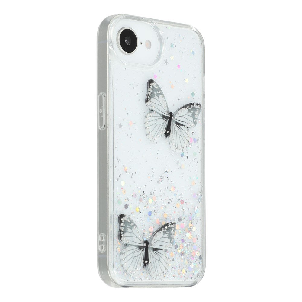 EIDERWOOD iPhone 17e / 16e Fleksibelt Plastik Mobil Cover m. Sommerfugle - Gennemsigtig