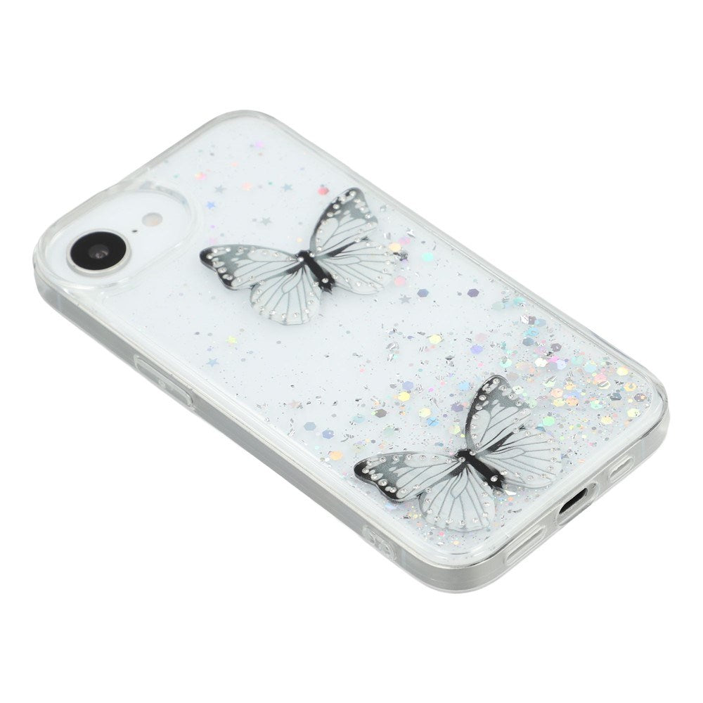 EIDERWOOD iPhone 17e / 16e Fleksibelt Plastik Mobil Cover m. Sommerfugle - Gennemsigtig