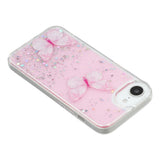 EIDERWOOD iPhone 17e / 16e Fleksibelt Plastik Mobil Cover m. Sommerfugle - Gennemsigtig / Lyserød
