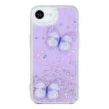 EIDERWOOD iPhone 17e / 16e Fleksibelt Plastik Mobil Cover m. Sommerfugle - Gennemsigtig / Lilla
